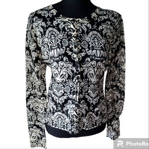 LOFT Lightweight Cardigan Sweater in Black & White